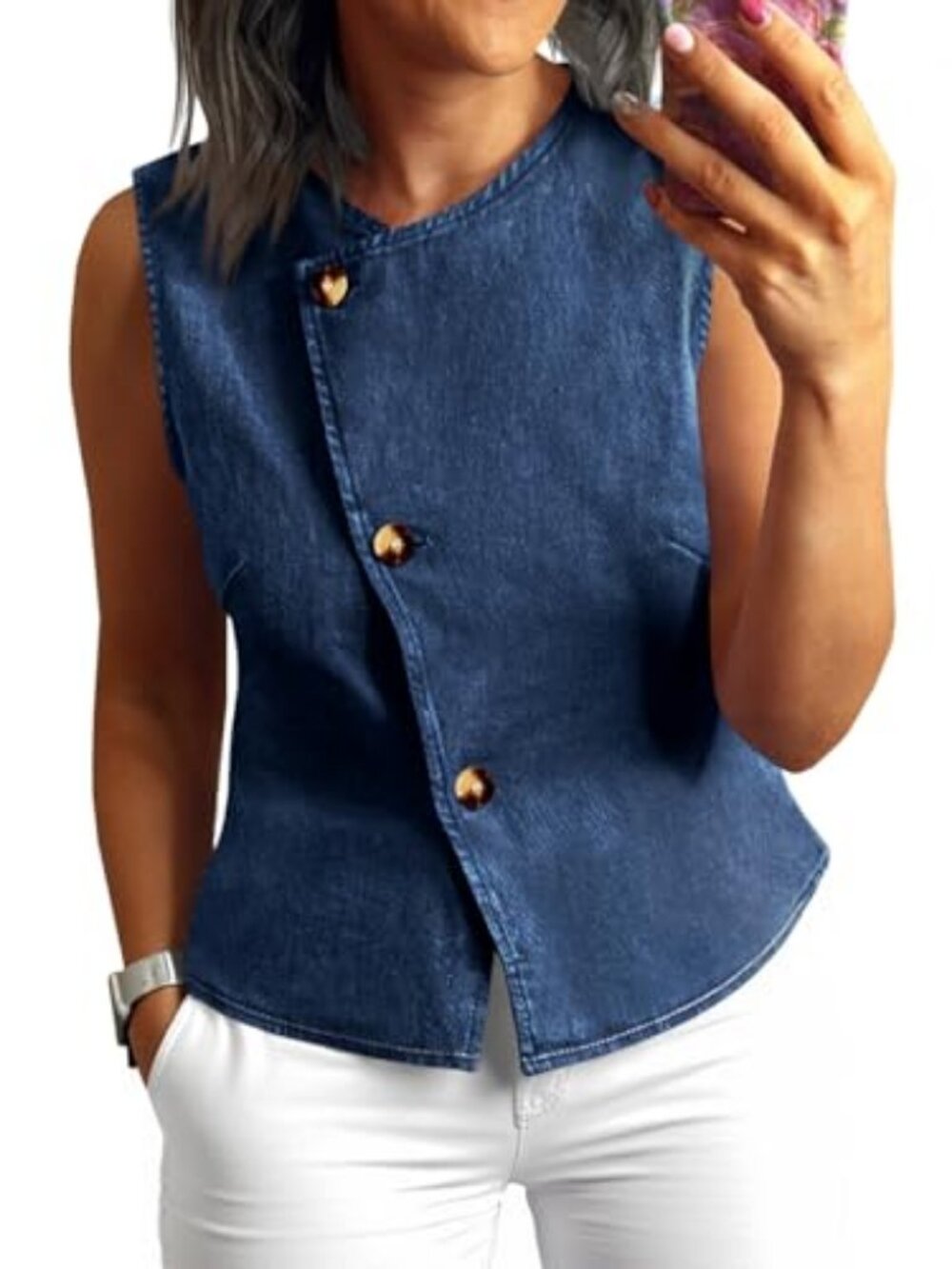 Women Denim Vest Tops Sleeveless Jean Shirts Jacket Waistcoats